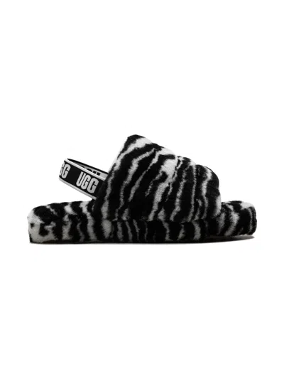 Ugg Fluff Yeah Slide "zebra" Slides In Black