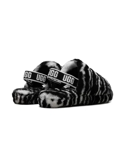 Ugg Fluff Yeah Slide "zebra" Slides In Black