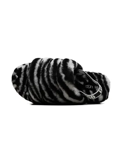 Ugg Fluff Yeah Slide "zebra" Slides In Black