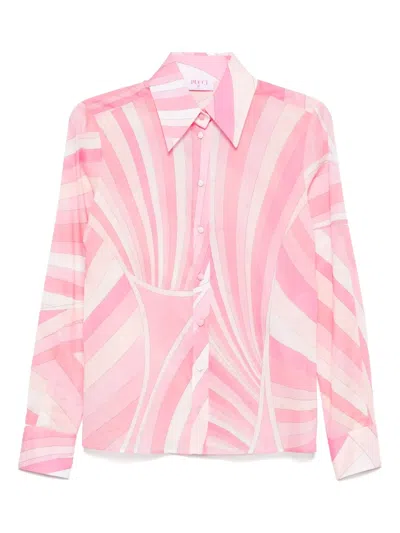 Pucci Iride-print Cotton Muslin Button-down Blouse In Multi