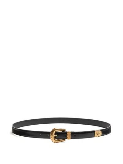 Valentino Garavani Black Vlogo Signature Brushed Calfskin Belt