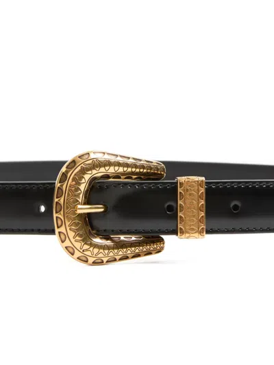 Valentino Garavani Black Vlogo Signature Brushed Calfskin Belt
