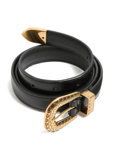 Valentino Garavani Black Vlogo Signature Brushed Calfskin Belt