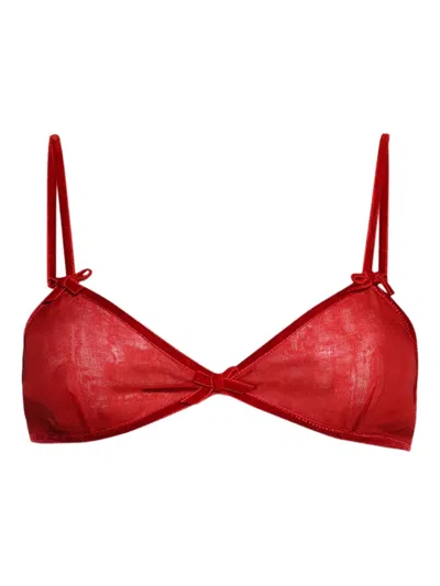 Valentino Silk Red Bra With Bow Detailing And Adjustable Straps In Red