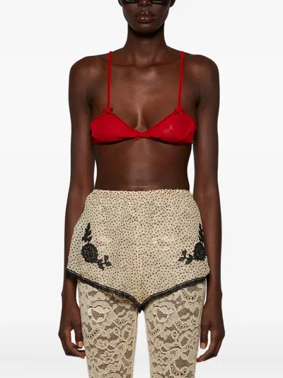 Valentino Silk Red Bra With Bow Detailing And Adjustable Straps In Red
