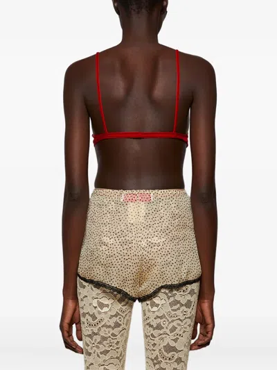 Valentino Silk Red Bra With Bow Detailing And Adjustable Straps In Red