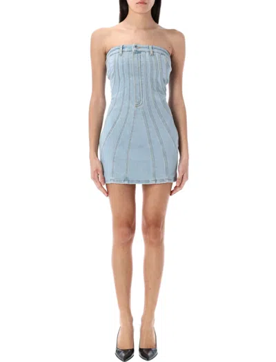 Mugler Mini Dress In Blue