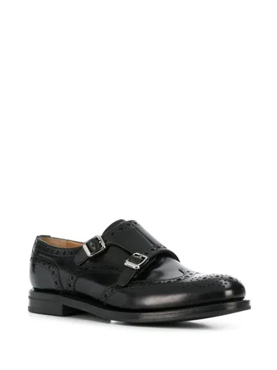 Church's Brushed Leather Full Brogue Derbies In Black