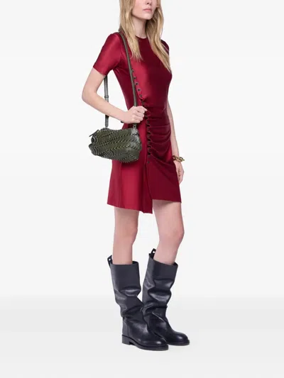 Rabanne Ruched Short-sleeve Dress In Red