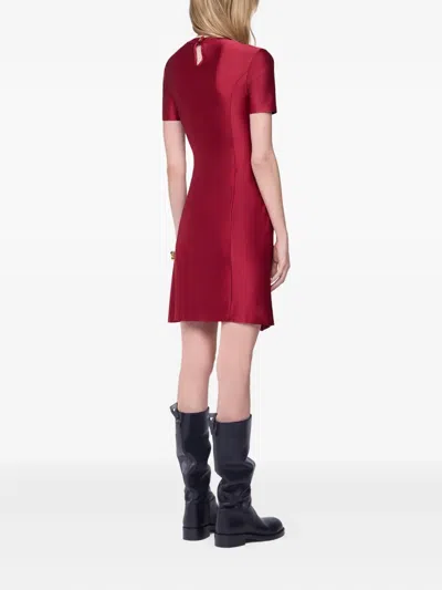 Rabanne Ruched Short-sleeve Dress In Red