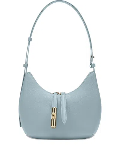 Furla Leather Shoulder Bag With Adjustable Strap And Gold-tone Hardware In Blue