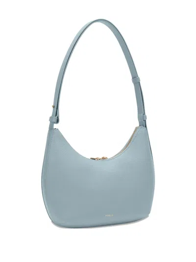 Furla Leather Shoulder Bag With Adjustable Strap And Gold-tone Hardware In Blue
