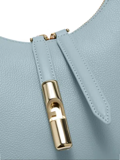 Furla Leather Shoulder Bag With Adjustable Strap And Gold-tone Hardware In Blue