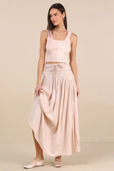 Lulus Made To Be Mod Blush Color Block Ribbed Cropped Tank Top In Red