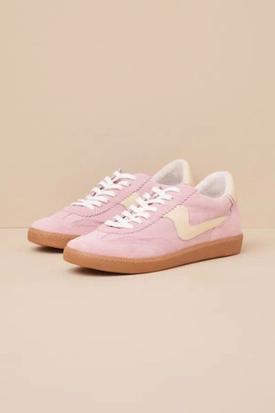 Dolce Vita Notice Guava Suede Leather Color Block Lace-up Sneakers In Pink