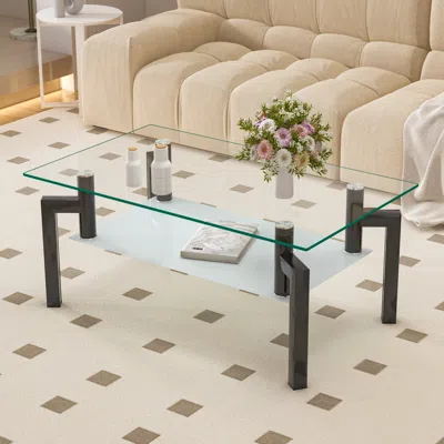 Streamdale Furniture Streamdale Rectangle Black Glass Coffee Table