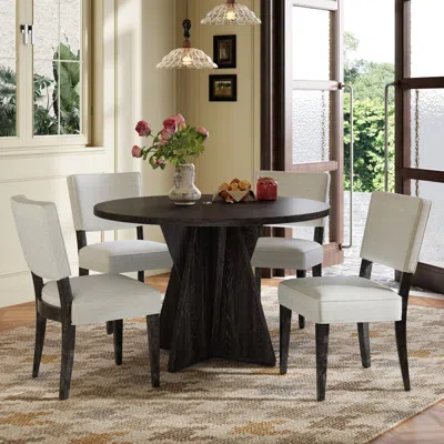 Streamdale Furniture Streamdale 5-piece Round Dining Set For 4 - Retro Kitchen Table & Chairs
