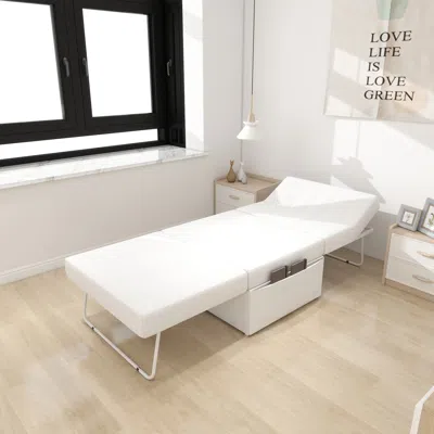 Streamdale Furniture Streamdale Convertible Sofa Bed, Folding Ottoman Sleeper, 36" White