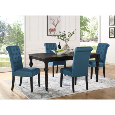 Streamdale Furniture Streamdale Leviton Urban Dining Set: Wood Table & 4 Chairs, Blue