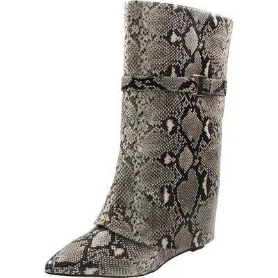 Bcbgeneration Womens Fold-over Leather Mid-calf Boots
