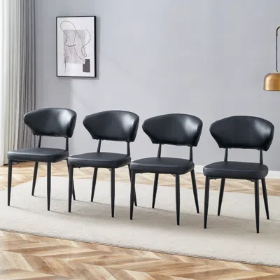 Streamdale Furniture Streamdale Black Ergonomic Dining Chair (set Of 4) - Minimalist Design