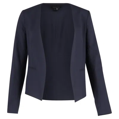 Theory Collarless Jacket In Navy Blue Wool