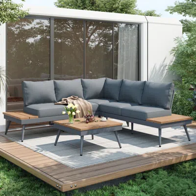 Streamdale Furniture Streamdale Outdoor V-shaped 4-piece Alum Patio Sofa Set