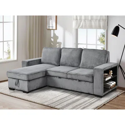 Streamdale Furniture Streamdale Modern L-shaped Sectional Sofa Bed With Storage & Usb - Dark Gray