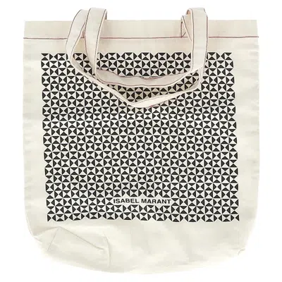 Isabel Marant Printed Canvas Tote In White Cotton