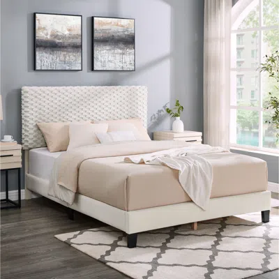 Streamdale Furniture Streamdale Plush 3d Upholstered Platform Bed In White Dove