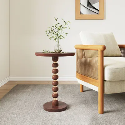 Streamdale Furniture Streamdale Mango Wood Round End Table,honey+gold