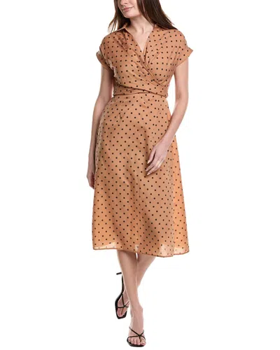 Maison Maar Tie Front Midi Dress In Brown