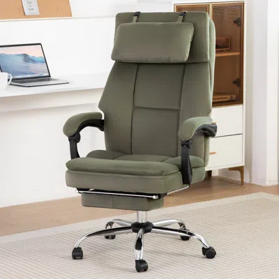 Streamdale Furniture Streamdale Executive Office Chair With Footrest & Velvet (green)
