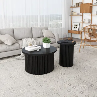 Streamdale Furniture Streamdale Round Coffee Table Set - Modern Accent Tables (set Of 2)