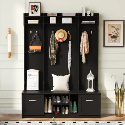 Streamdale Furniture Streamdale Entryway Hall Tree: Bench, Coat Rack, Drawers & Shelves