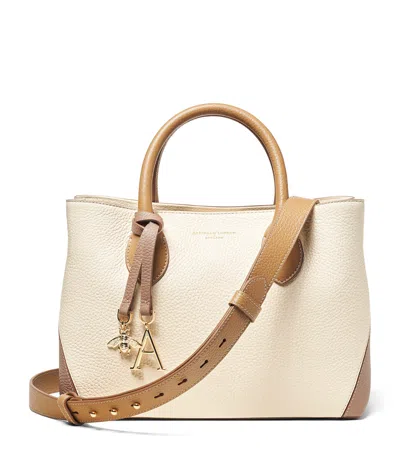 Aspinal Of London Womens Taupe London Logo-print Leather Tote Bag