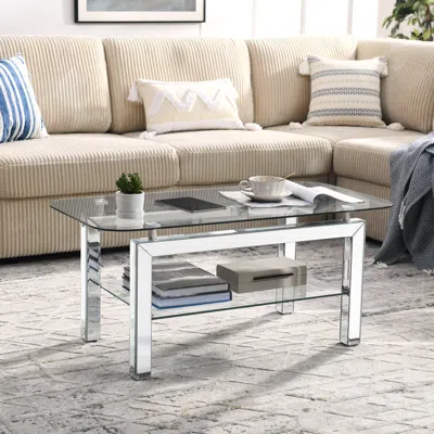 Streamdale Furniture Streamdale Rectangle Tempered Glass Coffee Table - Modern Design