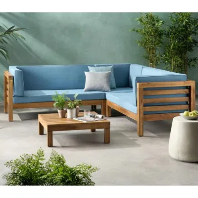 Streamdale Furniture Streamdale V-shaped Outdoor Sectional Sofa Set With Acacia Wood