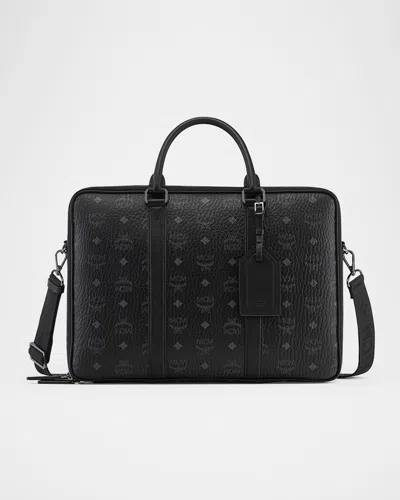 Mcm Men's Klassik Large Visetos Tote Bag In Black