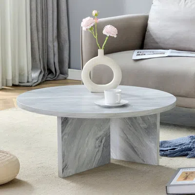 Streamdale Furniture Streamdale White Round Coffee Table - Modern Minimalist Design