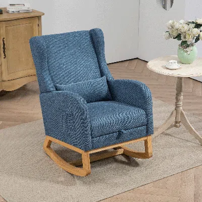 Streamdale Furniture Streamdale Modern Rocking Chair With Footrest - Blue