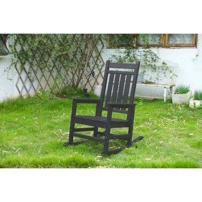 Streamdale Furniture Streamdale Oversized Outdoor Rocking Chair - Wood Texture, Black