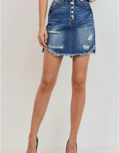 C'est Toi Button Down Midi Skirt In Blue