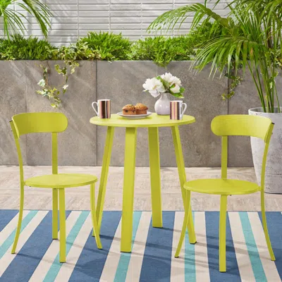 Streamdale Furniture Streamdale Matte Lime Green Bistro Set - Cozy Outdoor Dining