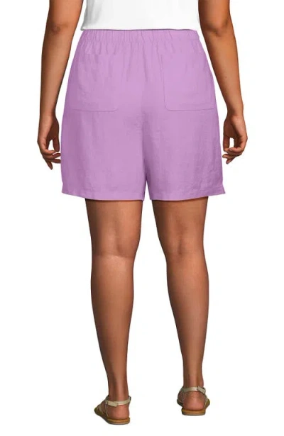 Lands' End Plus Size Linen High Rise Pull On 7" Shorts