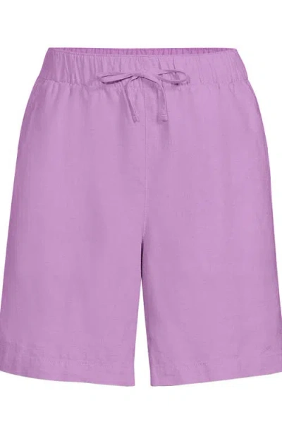 Lands' End Plus Size Linen High Rise Pull On 7" Shorts