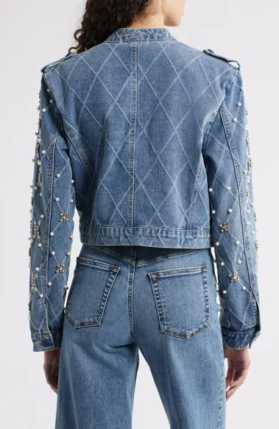 Nikki Lund Leyana Embellished Denim Jacket In Blue