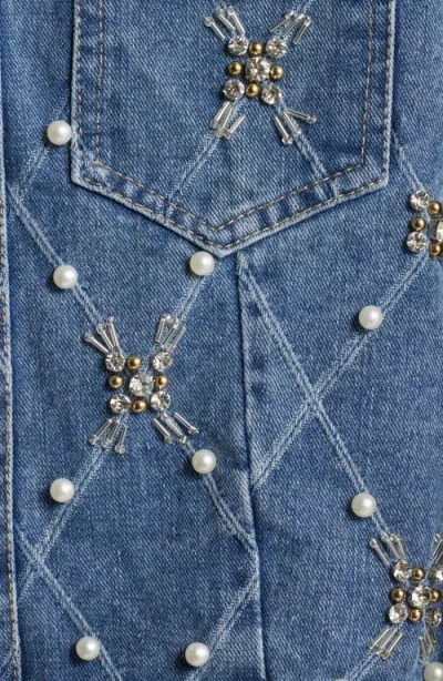 Nikki Lund Leyana Embellished Denim Jacket In Blue