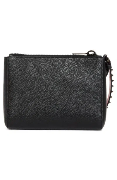 Christian Louboutin Embellished Clutch With Textured Finish And Wrist Strap In Black