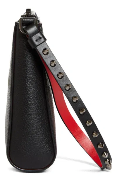 Christian Louboutin Embellished Clutch With Textured Finish And Wrist Strap In Black